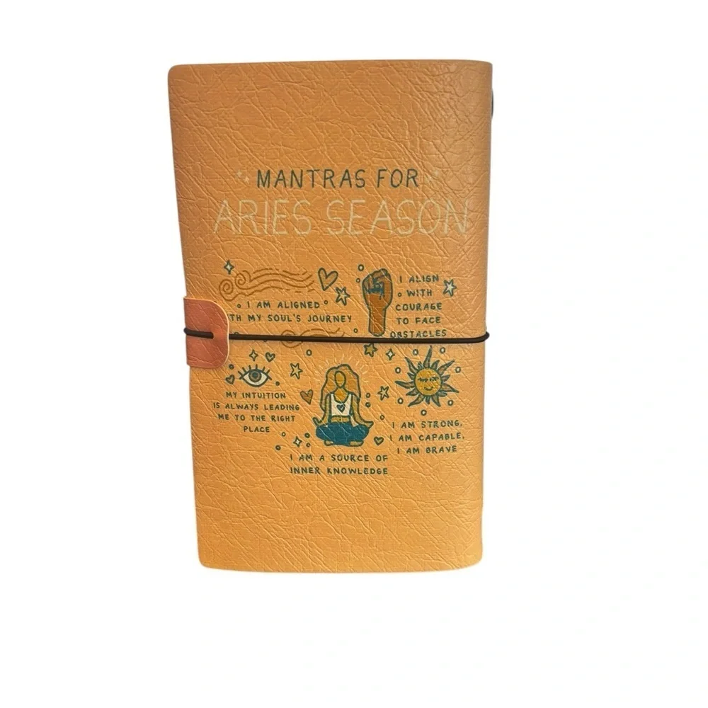Travelers Notebook Journal Refillable Faux Leather A3 Zodiac Aries Orange